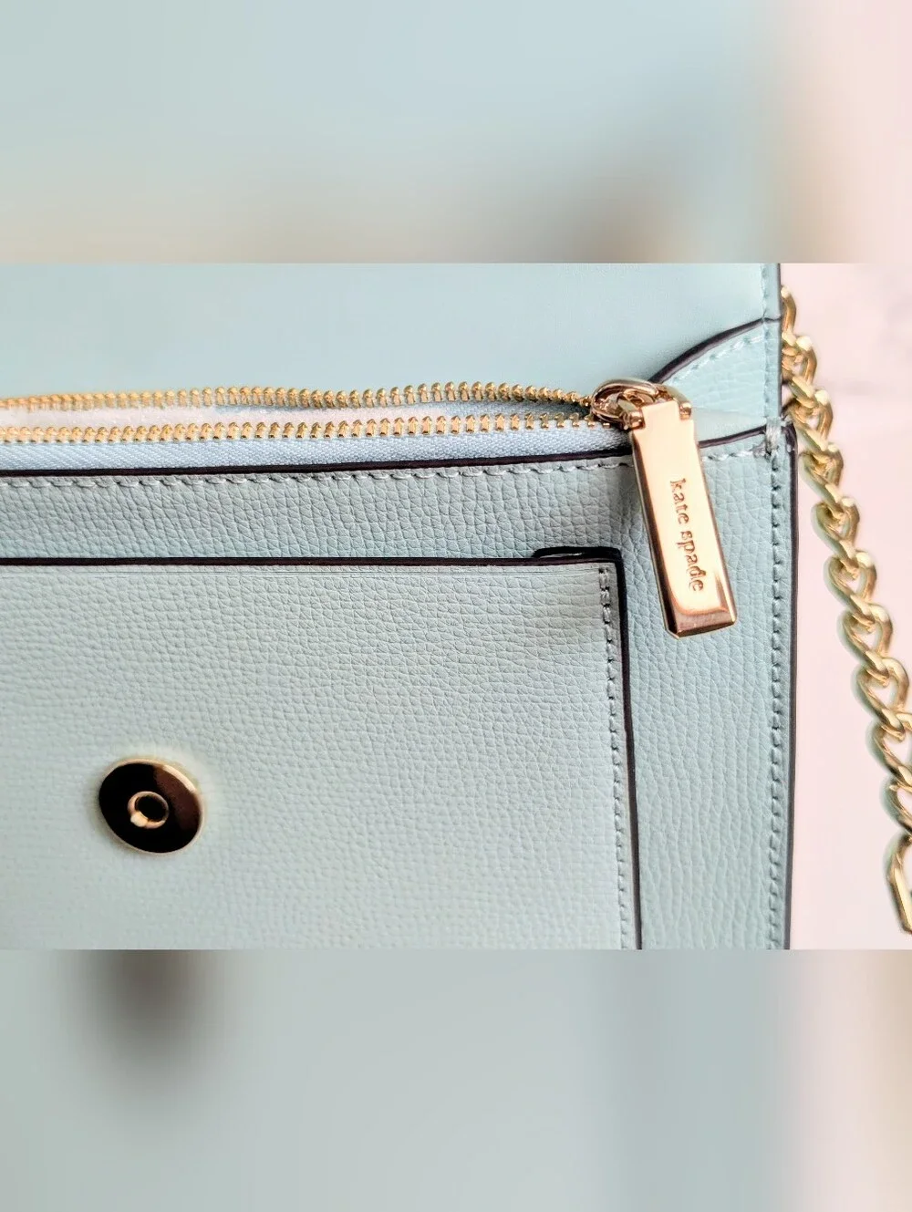 NWT Kate Spade Remi Flap Chain Crossbody Bag Wild Sage Aqua Blue Leather